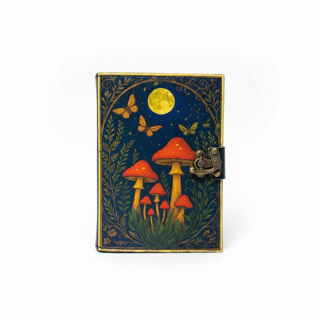 Enchanted Forest Mushroom Leather Journal – 5x7, 200 Pages