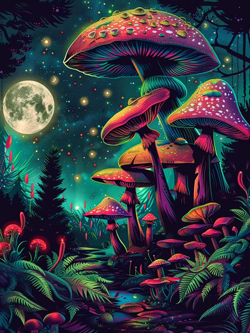 5D Diamond Painting Kit – Enchanted Mushroom Forest Collection – 15.7 x 19.7 in