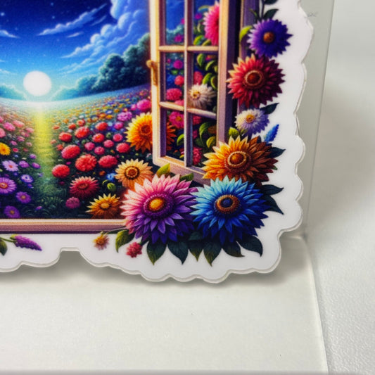 Moonlit Wildflower Window Die Cut Vinyl Sticker