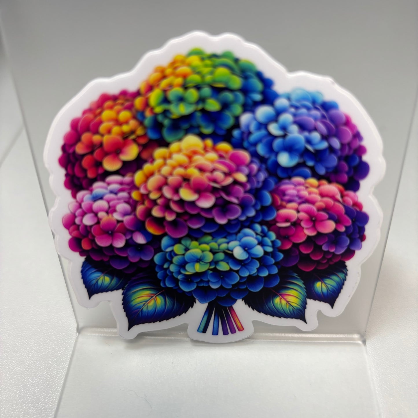 Rainbow Hydrangea Bouquet Die Cut Vinyl Sticker