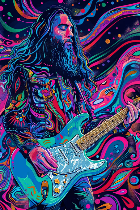 5D Diamond Painting Kit – Neon Cosmic Guitar Collection – 11.81 X 15.75 in