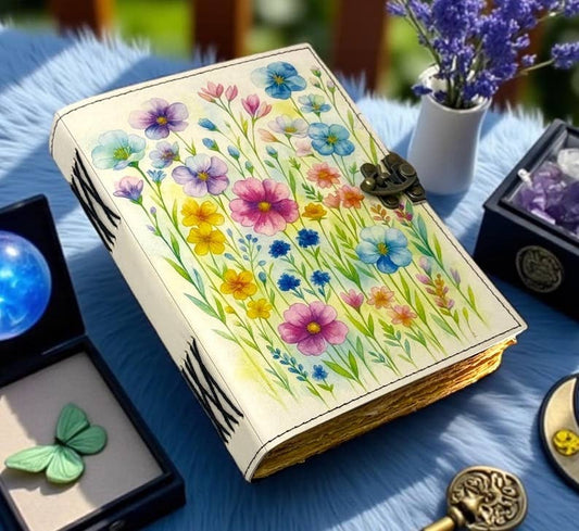 Wildflower Meadow Leather Journal – 5x7, 200 Pages