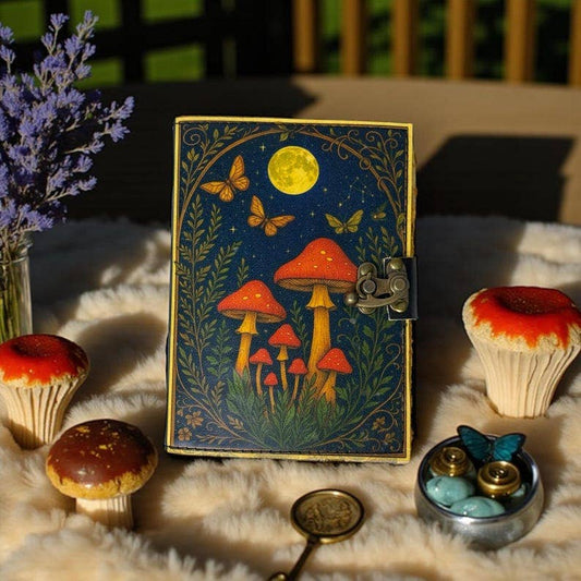 Enchanted Forest Mushroom Leather Journal – 5x7, 200 Pages