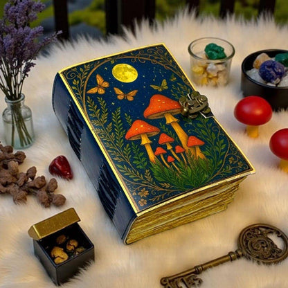 Enchanted Forest Mushroom Leather Journal – 5x7, 200 Pages