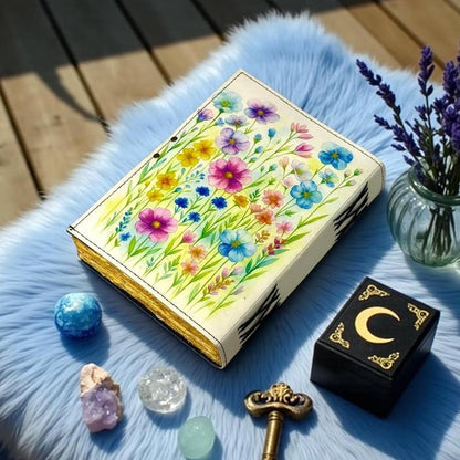 Wildflower Meadow Leather Journal – 5x7, 200 Pages
