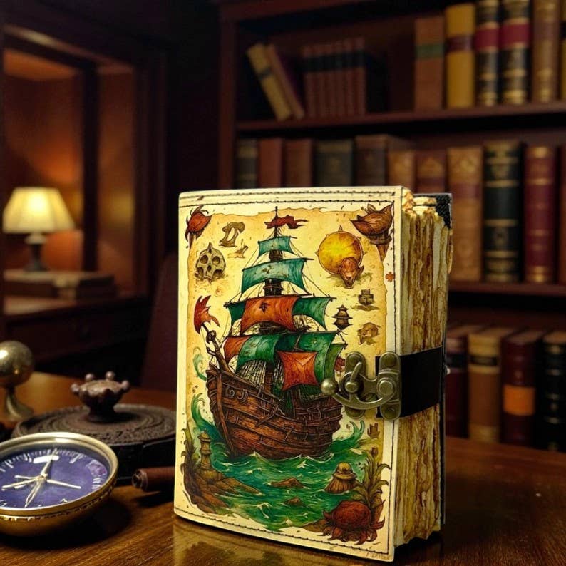 Pirate Ship Leather Journal – 5x7, 200 Pages