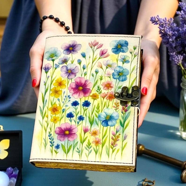 Wildflower Meadow Leather Journal – 5x7, 200 Pages