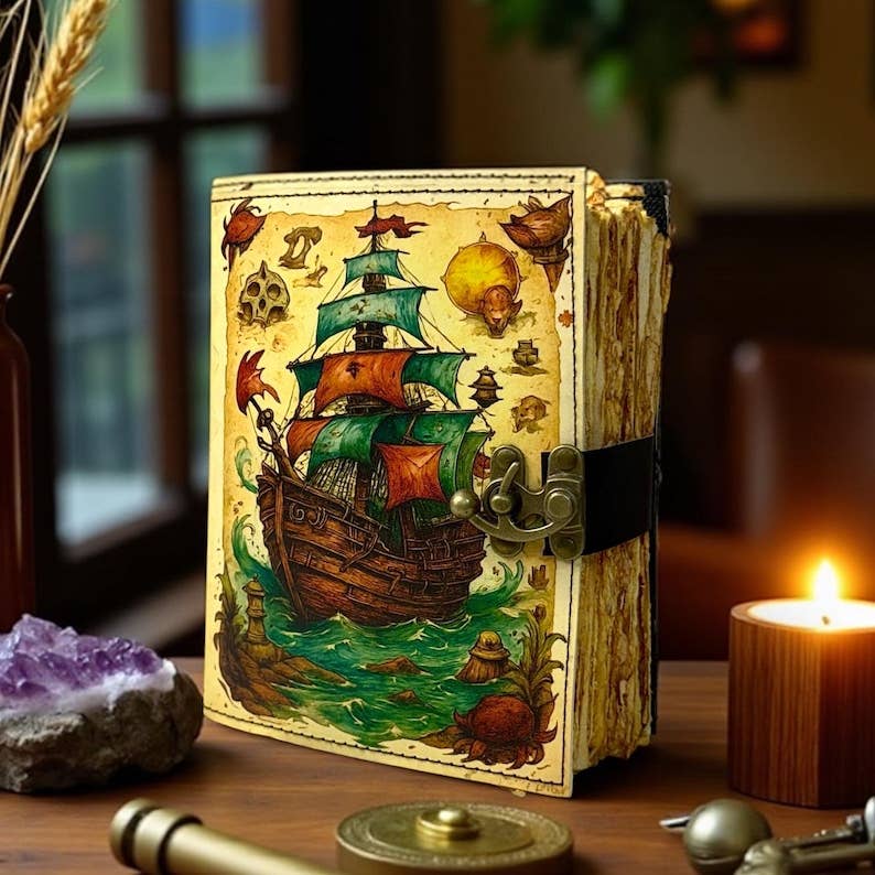 Pirate Ship Leather Journal – 5x7, 200 Pages