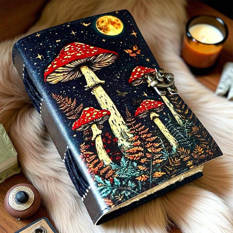 Mushroom Garden Leather Journal – 5x7, 200 Pages