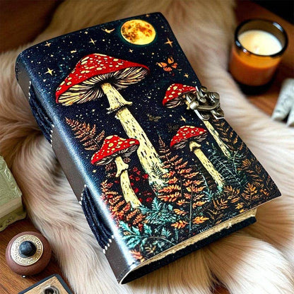 Mushroom Garden Leather Journal – 5x7, 200 Pages