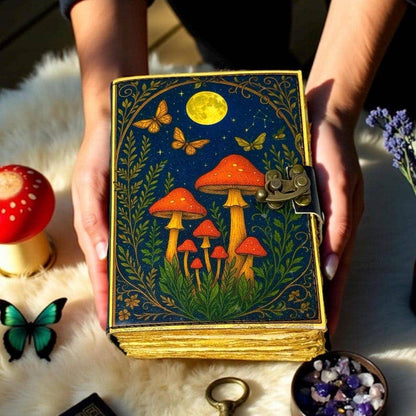 Enchanted Forest Mushroom Leather Journal – 5x7, 200 Pages