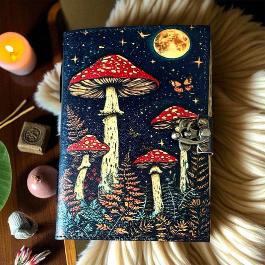Mushroom Garden Leather Journal – 5x7, 200 Pages