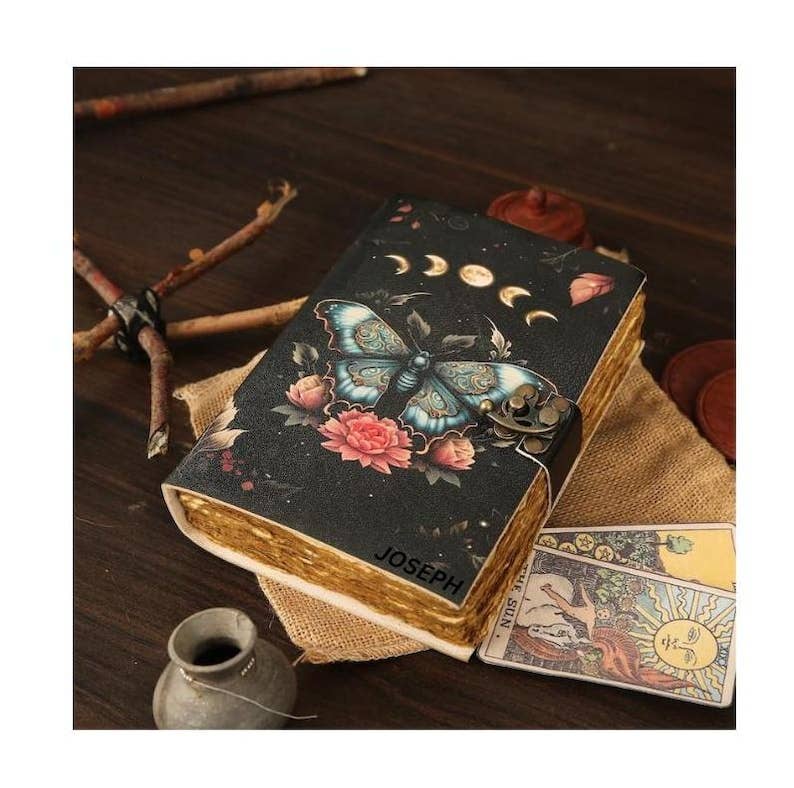 Luna Moth Leather Journal (Midnight Edition) – 5x7, 200 Pages