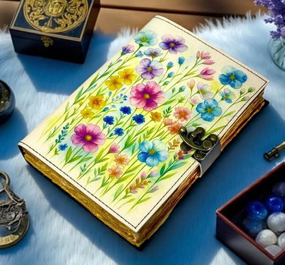 Wildflower Meadow Leather Journal – 5x7, 200 Pages