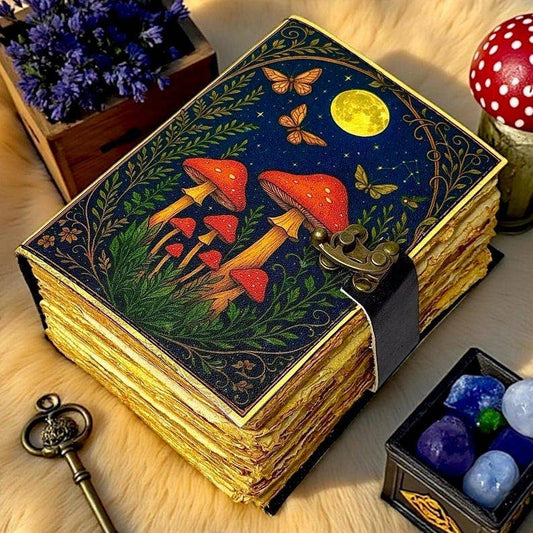 Enchanted Forest Mushroom Leather Journal – 5x7, 200 Pages