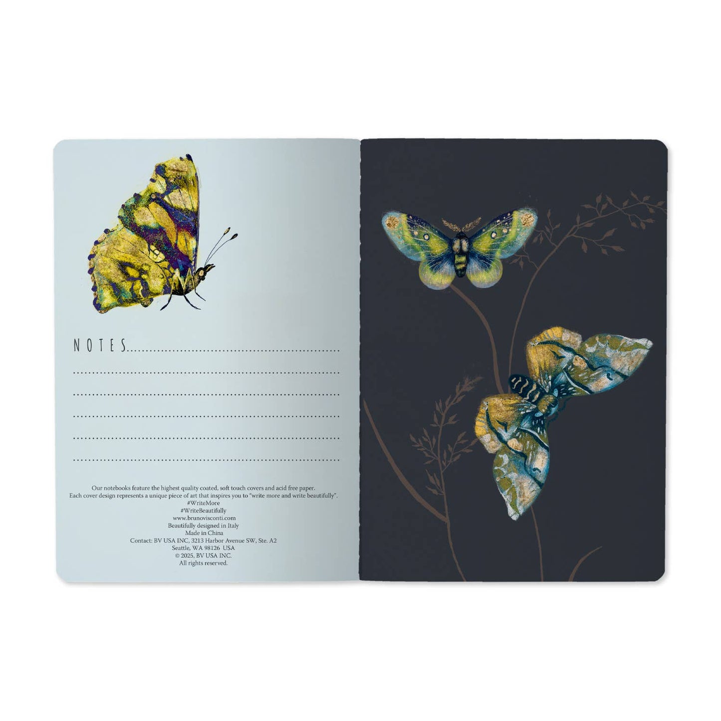 A5 Notebook - Butterflies on White