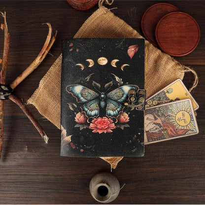 Luna Moth Leather Journal (Midnight Edition) – 5x7, 200 Pages