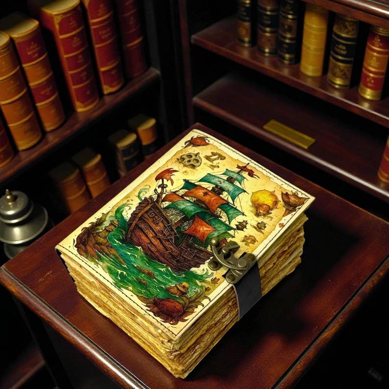 Pirate Ship Leather Journal – 5x7, 200 Pages