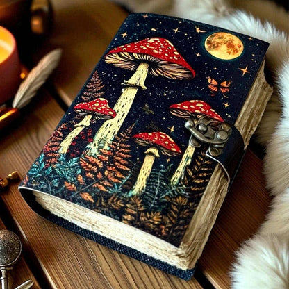 Mushroom Garden Leather Journal – 5x7, 200 Pages