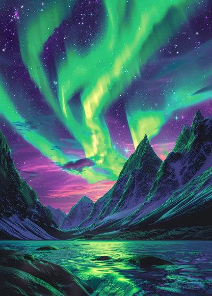 5D Diamond Painting Kit – Aurora Borealis Collection – 11.81 X 15.75 in