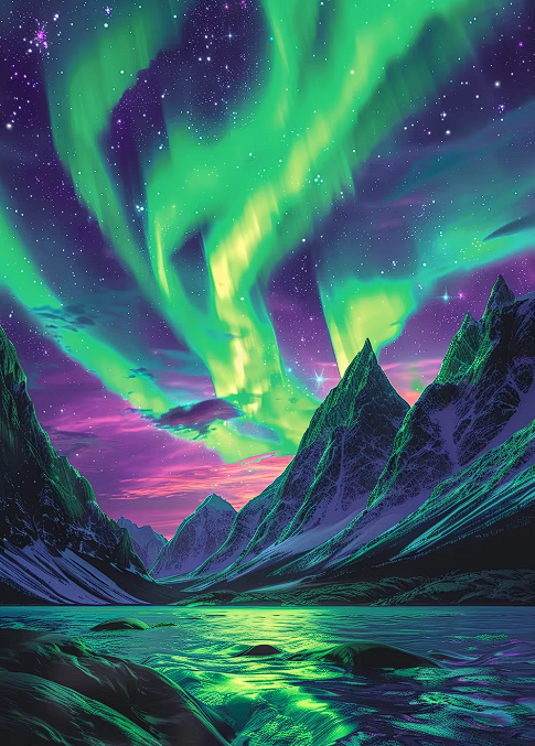 5D Diamond Painting Kit – Aurora Borealis Collection – 11.81 X 15.75 in