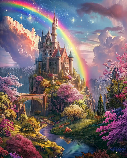 5D Diamond Painting Kit – Fantasy Rainbow Castle Collection – 15.7 x 19.7 in