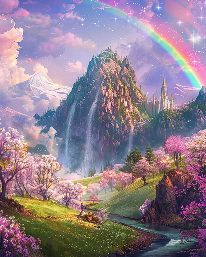 5D Diamond Painting Kit – Fantasy Rainbow Castle Collection – 15.7 x 19.7 in