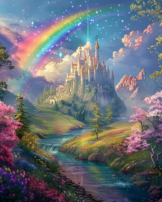 5D Diamond Painting Kit – Fantasy Rainbow Castle Collection – 15.7 x 19.7 in
