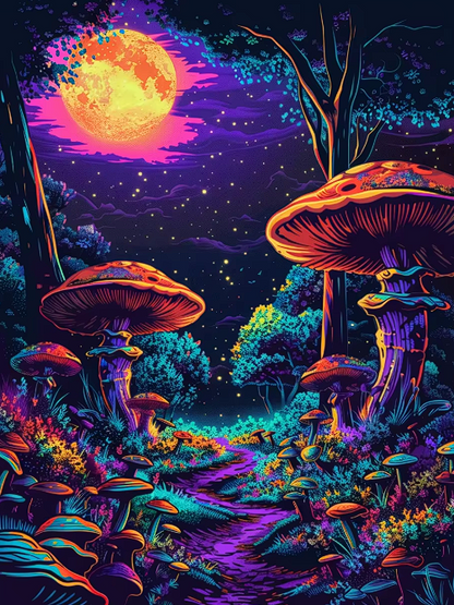 5D Diamond Painting Kit – Enchanted Mushroom Forest Collection – 15.7 x 19.7 in