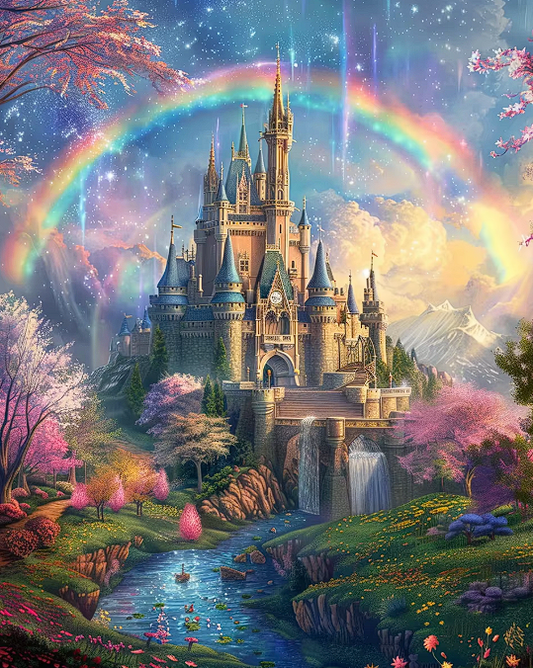 5D Diamond Painting Kit – Fantasy Rainbow Castle Collection – 15.7 x 19.7 in