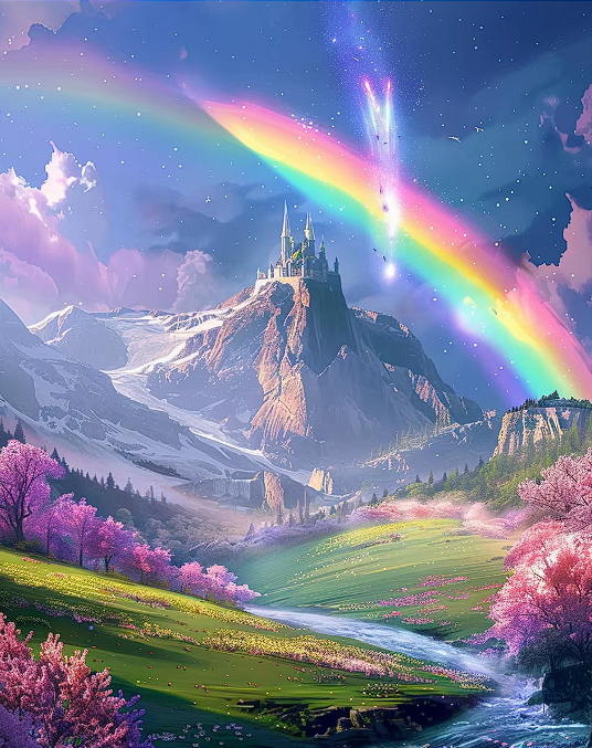5D Diamond Painting Kit – Fantasy Rainbow Castle Collection – 15.7 x 19.7 in