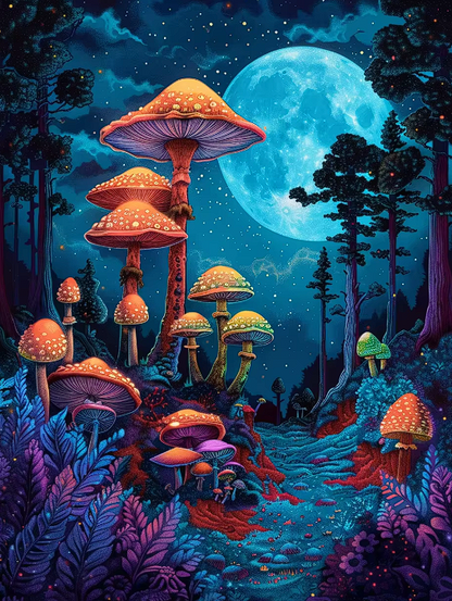 5D Diamond Painting Kit – Enchanted Mushroom Forest Collection – 15.7 x 19.7 in