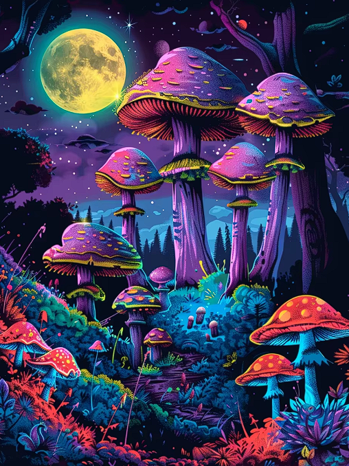 5D Diamond Painting Kit – Enchanted Mushroom Forest Collection – 15.7 x 19.7 in
