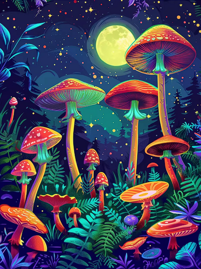 5D Diamond Painting Kit – Enchanted Mushroom Forest Collection – 15.7 x 19.7 in