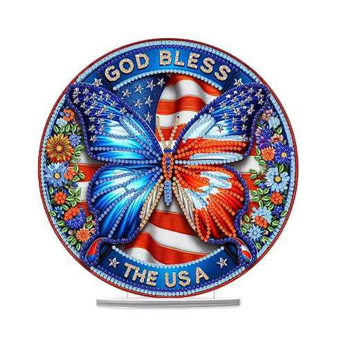 Patriotic Butterfly Diamond Painting Kit – Desk Decor