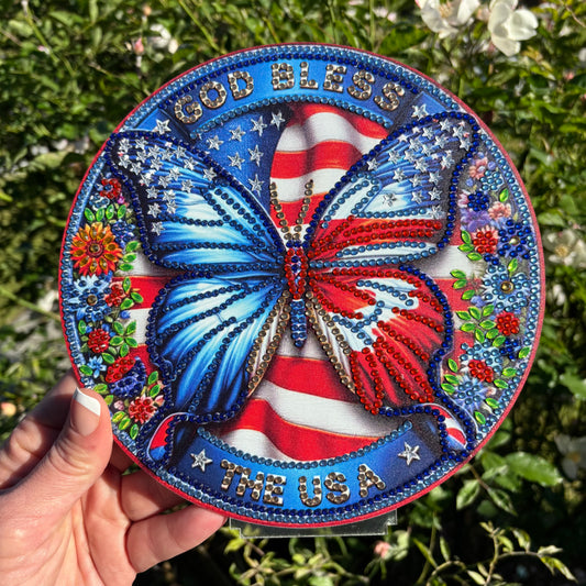 Patriotic Butterfly Diamond Painting Kit – Desk Decor