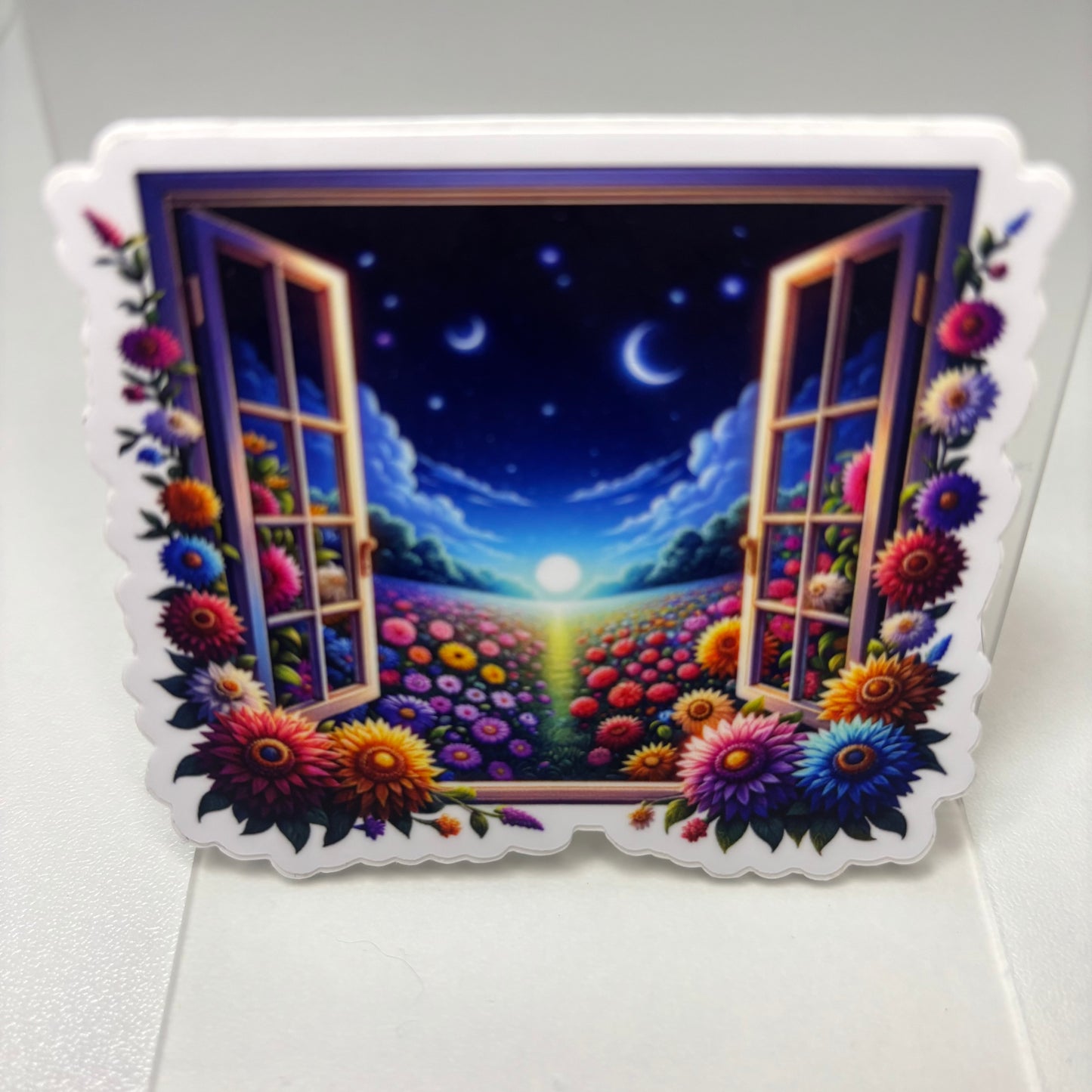 Moonlit Wildflower Window Die Cut Vinyl Sticker