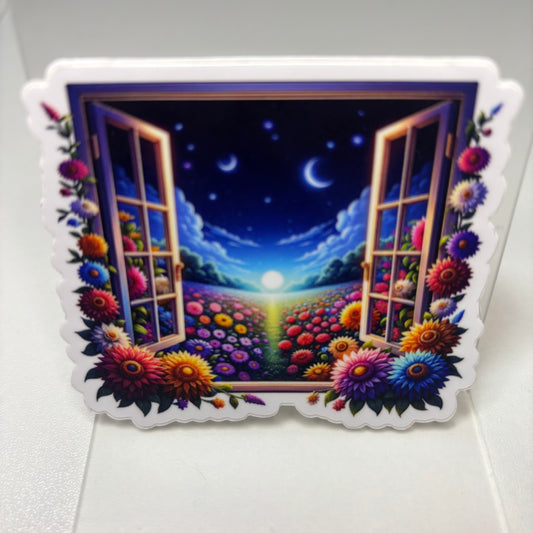 Moonlit Wildflower Window Die Cut Vinyl Sticker