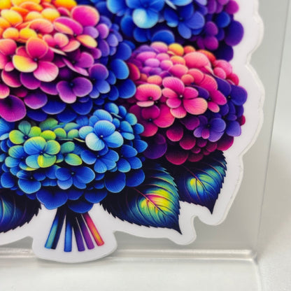 Rainbow Hydrangea Bouquet Die Cut Vinyl Sticker