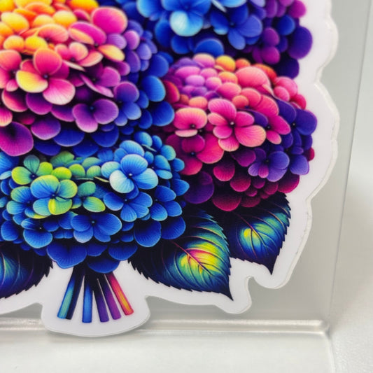 Rainbow Hydrangea Bouquet Die Cut Vinyl Sticker