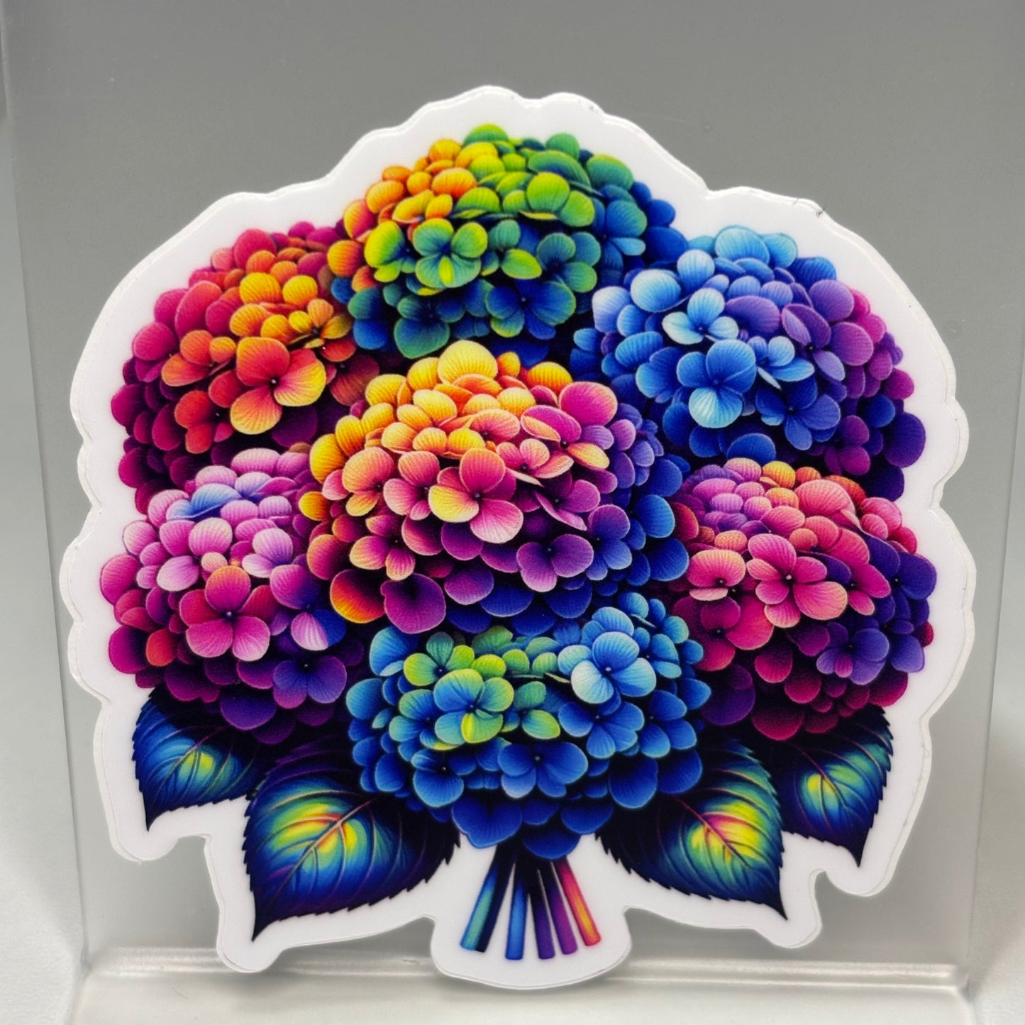 Rainbow Hydrangea Bouquet Die Cut Vinyl Sticker