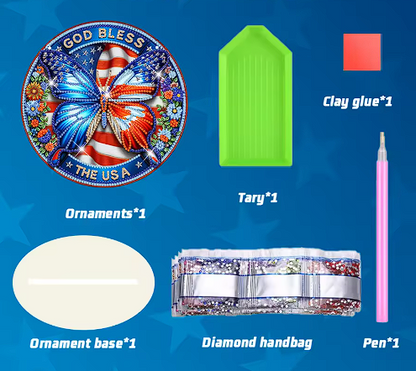 Patriotic Butterfly Diamond Painting Kit – Desk Decor
