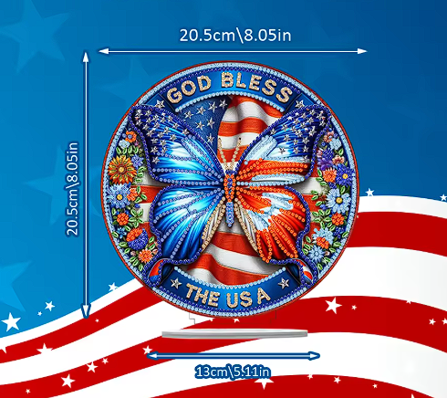 Patriotic Butterfly Diamond Painting Kit – Desk Decor