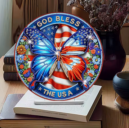 Patriotic Butterfly Diamond Painting Kit – Desk Decor