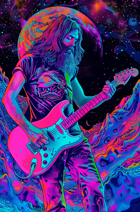 5D Diamond Painting Kit – Neon Cosmic Guitar Collection –  11.81 X 15.75 in