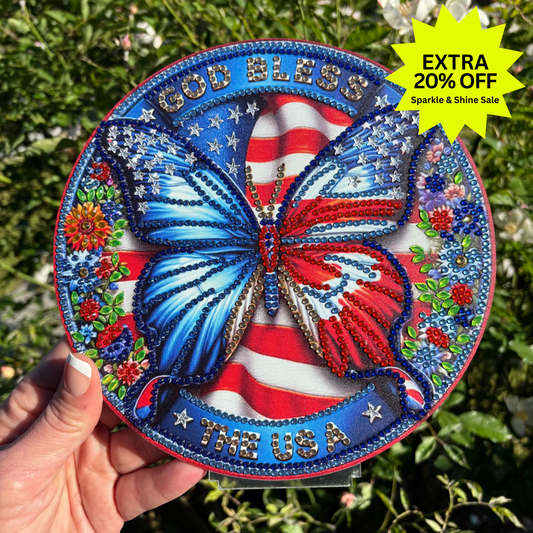 Patriotic Butterfly Diamond Painting Kit – Desk Decor