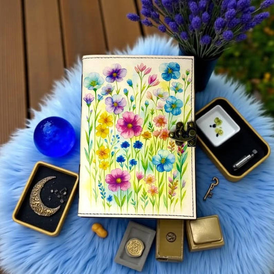 Wildflower Meadow Leather Journal – 5x7, 200 Pages