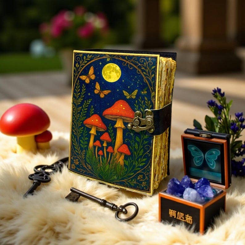 Enchanted Forest Mushroom Leather Journal – 5x7, 200 Pages