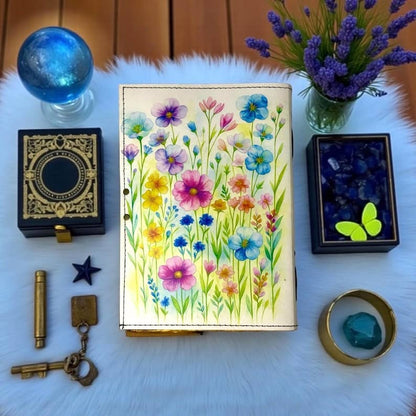 Wildflower Meadow Leather Journal – 5x7, 200 Pages