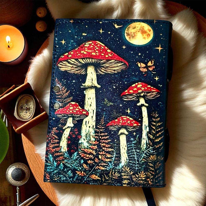 Mushroom Garden Leather Journal – 5x7, 200 Pages